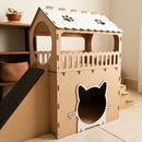 Casinha de Gato 2 Andares Playground Rampa Arranhador Toca Felino Brinquedo Degrau Casa