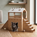 Casinha de Gato 2 Andares Playground Rampa Arranhador Toca Felino Brinquedo Degrau Casa