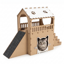 Casinha de Gato 2 Andares Playground Rampa Arranhador Toca Felino Brinquedo Degrau Casa