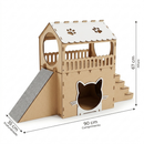 Casinha de Gato 2 Andares Playground Rampa Arranhador Toca Felino Brinquedo Degrau Casa