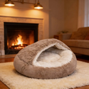 CAMINHA PET NUVEM COBERTA DONUT FECHADA CAMA COM COBERTURA PELUCIA IGLU PLUSH CASINHA M 50 OU G 60
