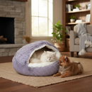 CAMINHA PET NUVEM COBERTA DONUT FECHADA CAMA COM COBERTURA PELUCIA IGLU PLUSH CASINHA M 50 OU G 60
