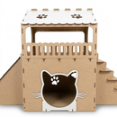 Casinha de Gato 2 Andares Playground Rampa Arranhador Toca Felino Brinquedo Degrau Casa