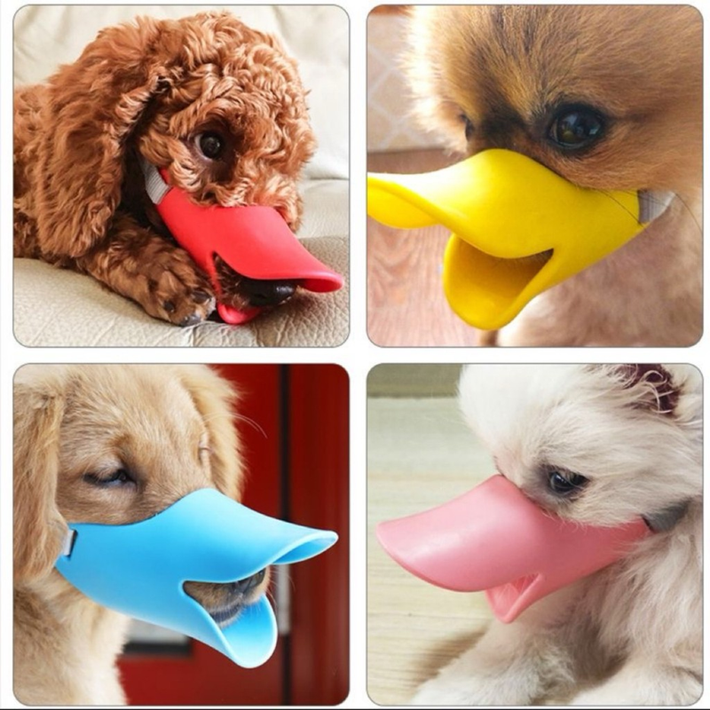 Focinheira de Pato para Cães Anti-Mordida Latido e Lamber Vários Tamanhos e Cores Silicone Ajustável